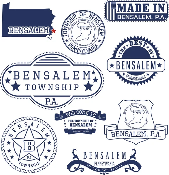 Municipio de Bensalem, PA, sellos genéricos y signos — Vector de stock