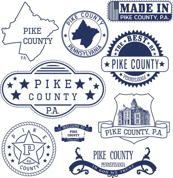 Pike county, Pa, genel pulları ve işaretleri — Stok Vektör