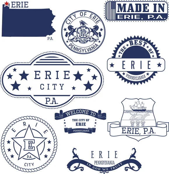 Erie city, pa, generische Briefmarken und Zeichen — Stockvektor