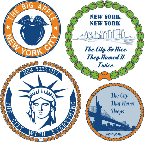 일반 우표와 뉴욕 시의 별명을 가진 표지판 스톡 일러스트레이션