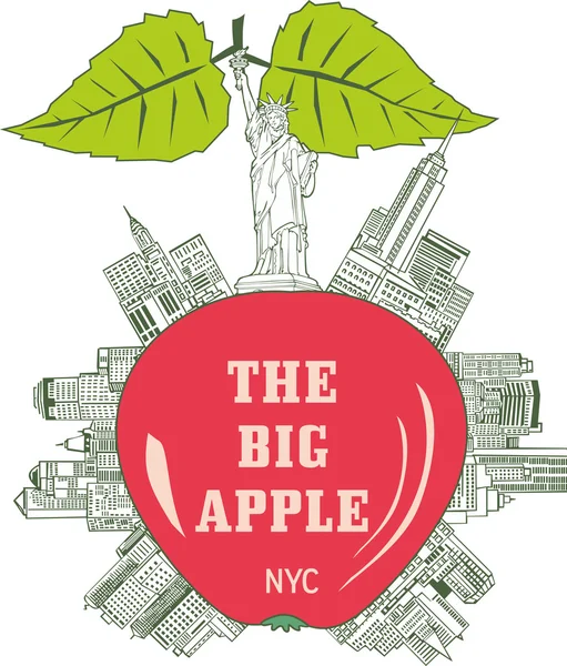 Den stora Apple, New York City Royaltyfria illustrationer
