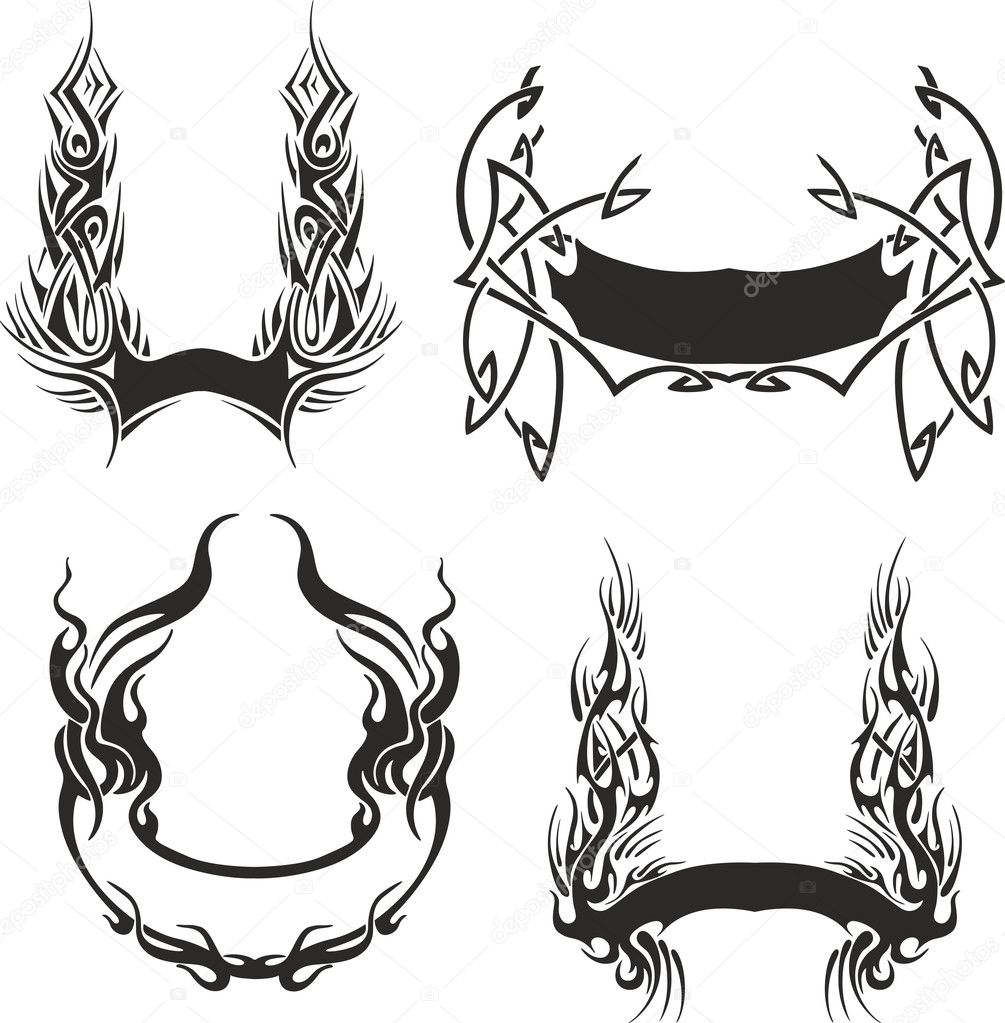 Set of decorative wreath templates