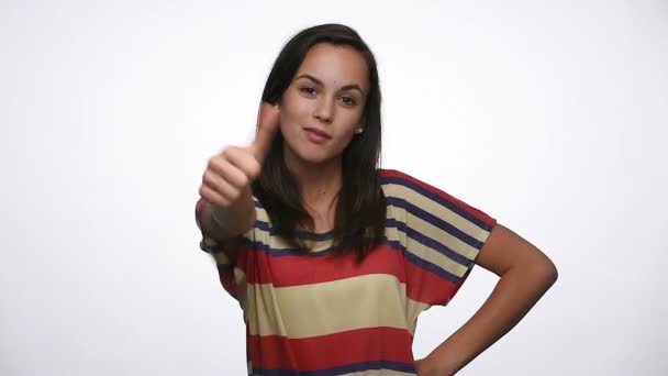 Великі пальці вгору красива дівчина — стокове відео