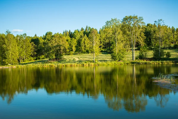 Piękne jezioro krajobraz w Szwecji Obraz Stockowy