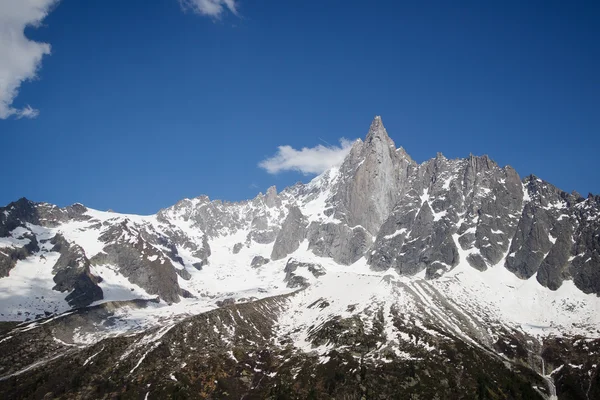 Peaks in snow and glacier nearby Chamonix — Stock Photo, Image