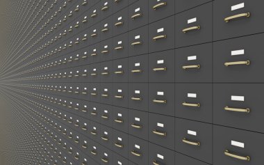 Wall of Gray Filing Cabinets clipart