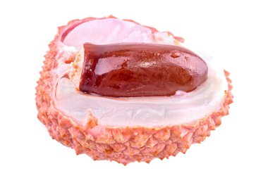 Beyaz arka plan üzerinde olgunlaşmış lychee