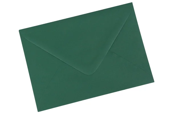 Envelope verde sobre um fundo branco — Fotografia de Stock