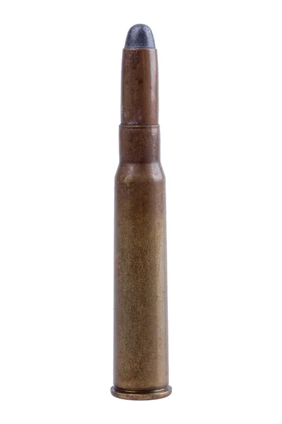 Bala de ametralladora sobre fondo blanco — Foto de Stock