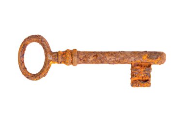 Beyaz arka planda eski paslı tuş