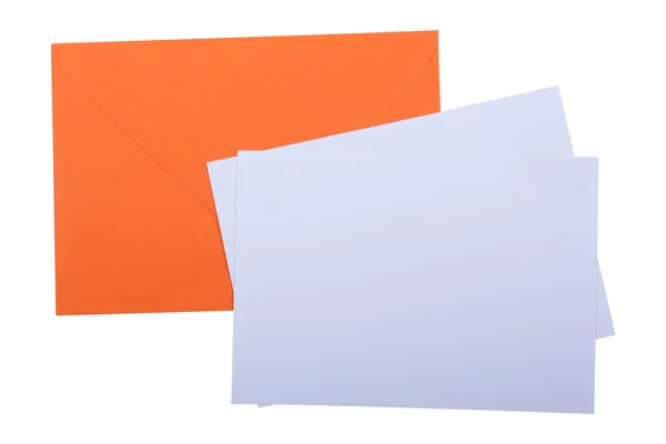 Envelope laranja com papéis brancos — Fotografia de Stock