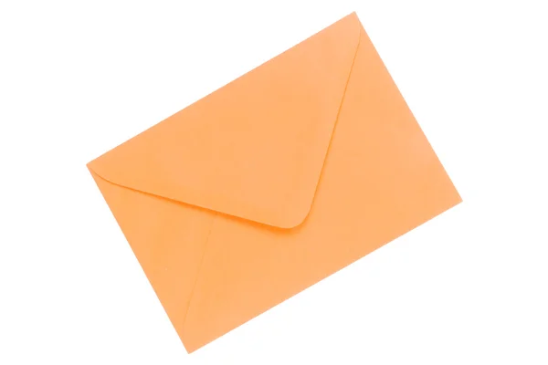 Envelope laranja sobre um fundo branco — Fotografia de Stock