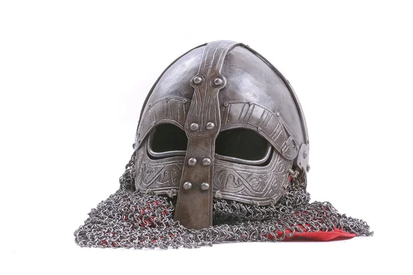 Viking capacete em um fundo branco — Fotografia de Stock