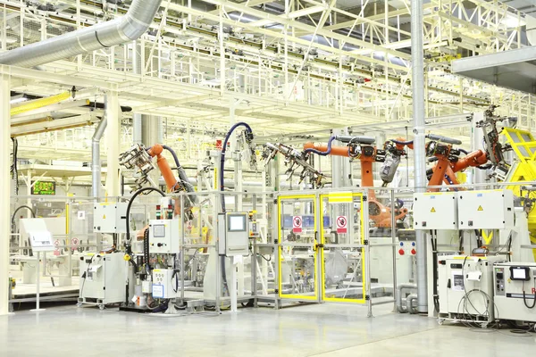 Part of the welding in a large automobile factory — Stock Photo, Image