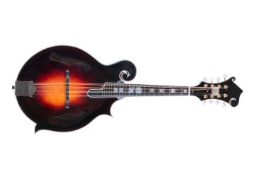 Beyaz bir arka plan olarak el yapımı mandolin