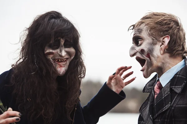 Two zombies laughing out loud — Stock Photo, Image