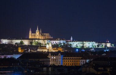The cityscape view at the Prague's evening