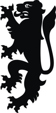 Heraldic lion vector illustration. Black white silhouette