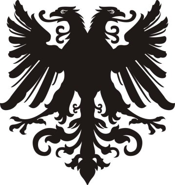 Heraldik kartal. siyah / beyaz siluet