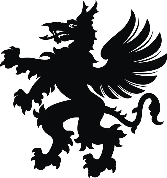 Griffin Tatoeage Zwart Wit Silhouet — Stockvector