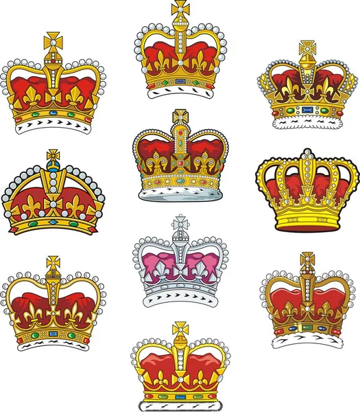 Heraldic Britain Crowns Set — Stock Vector