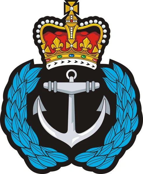 海军帽徽章的标志 花环和皇冠 — 图库矢量图片