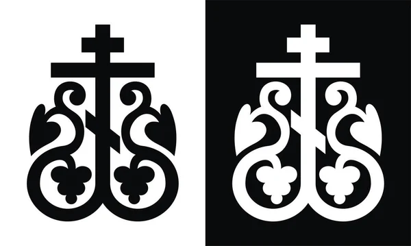 Orthodox Cross Black White Silhouette — Stock Vector