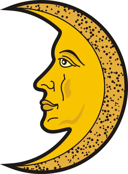 Måne Med Ansikte Heraldisk Sybol Och Tatuering — Stock vektor