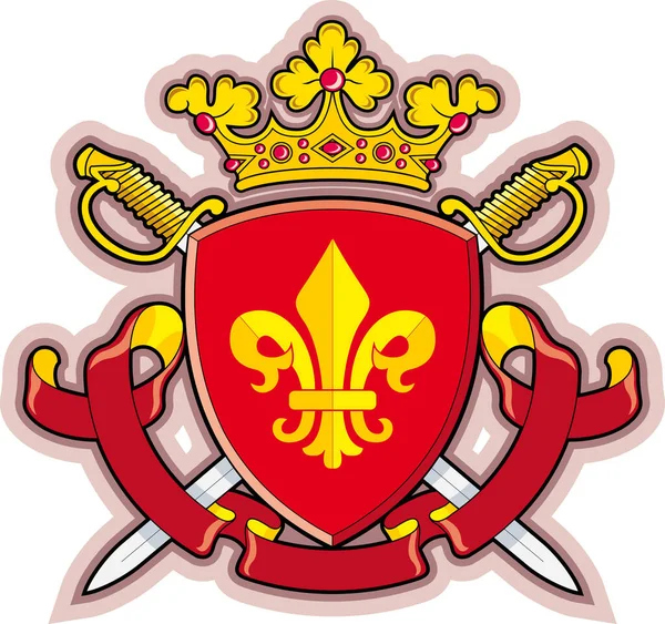 Щит Ribbons Crown Heraldry Fleur Lys — стоковий вектор