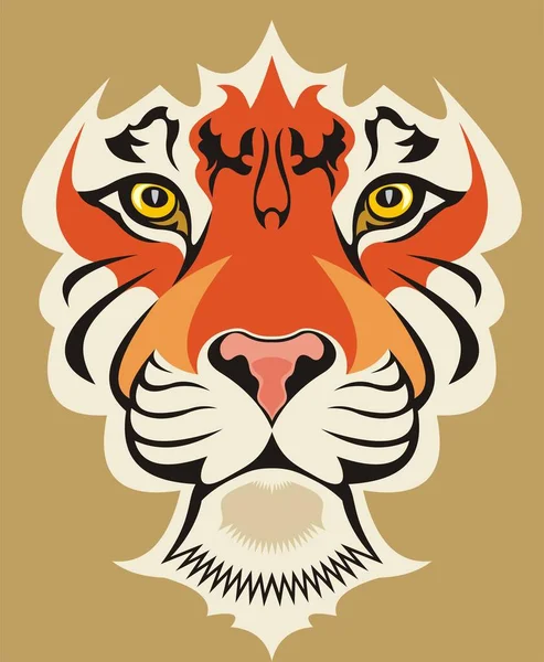 Face Tigre Pinte Tatouage — Image vectorielle