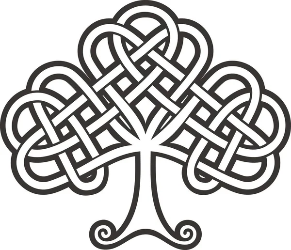 Schamrock Keltisk Prydnad Tatuering Illustration Svart Vit Siluett — Stock vektor