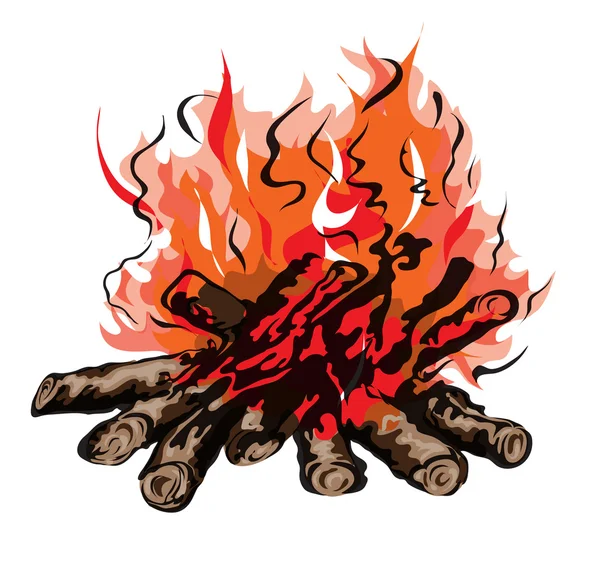 A tábortűz, tűzifa, tűz — Stock Vector