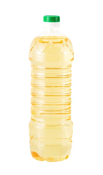 Olej słonecznikowy w plastikowej butelce — Zdjęcie stockowe
