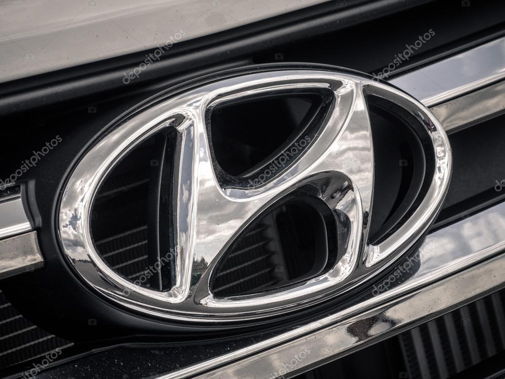 NIZHNY NOVGOROD, RUSSIA - JULY 21, 2013: Logo of Hyundai car on July 21, 2013 in Nizhny Novgorod, Russia.