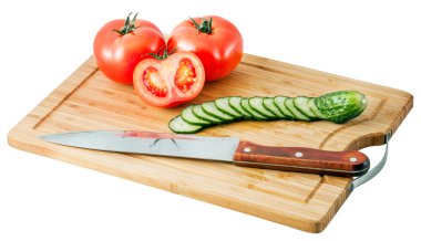 Salatalık ve domates kesme tahtası
