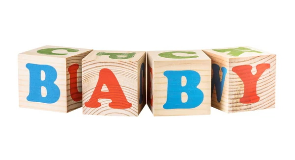 Wooden cubes. Baby word — Stock Photo, Image