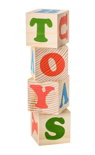 Wooden cubes. Toys word — Stock Photo, Image