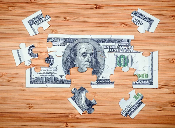 Puzzle da banconote da cento dollari — Foto Stock