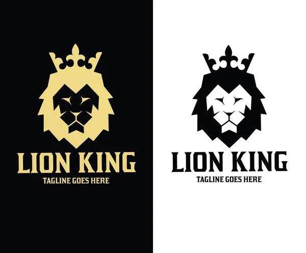 Leeuw Koning Logo Ontwerp Template Vectorillustratie — Stockvector