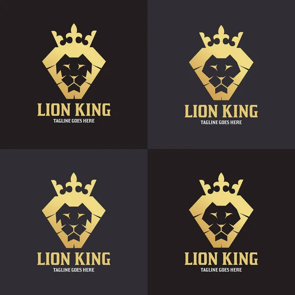 Leeuw Koning Logo Ontwerp Template Vectorillustratie — Stockvector