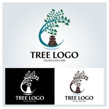 Ağaç Logosu tasarım şablonu. vektör illüstrasyonu