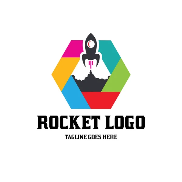 Roket Logosu tasarım şablonu. Vektör illüstrasyonu