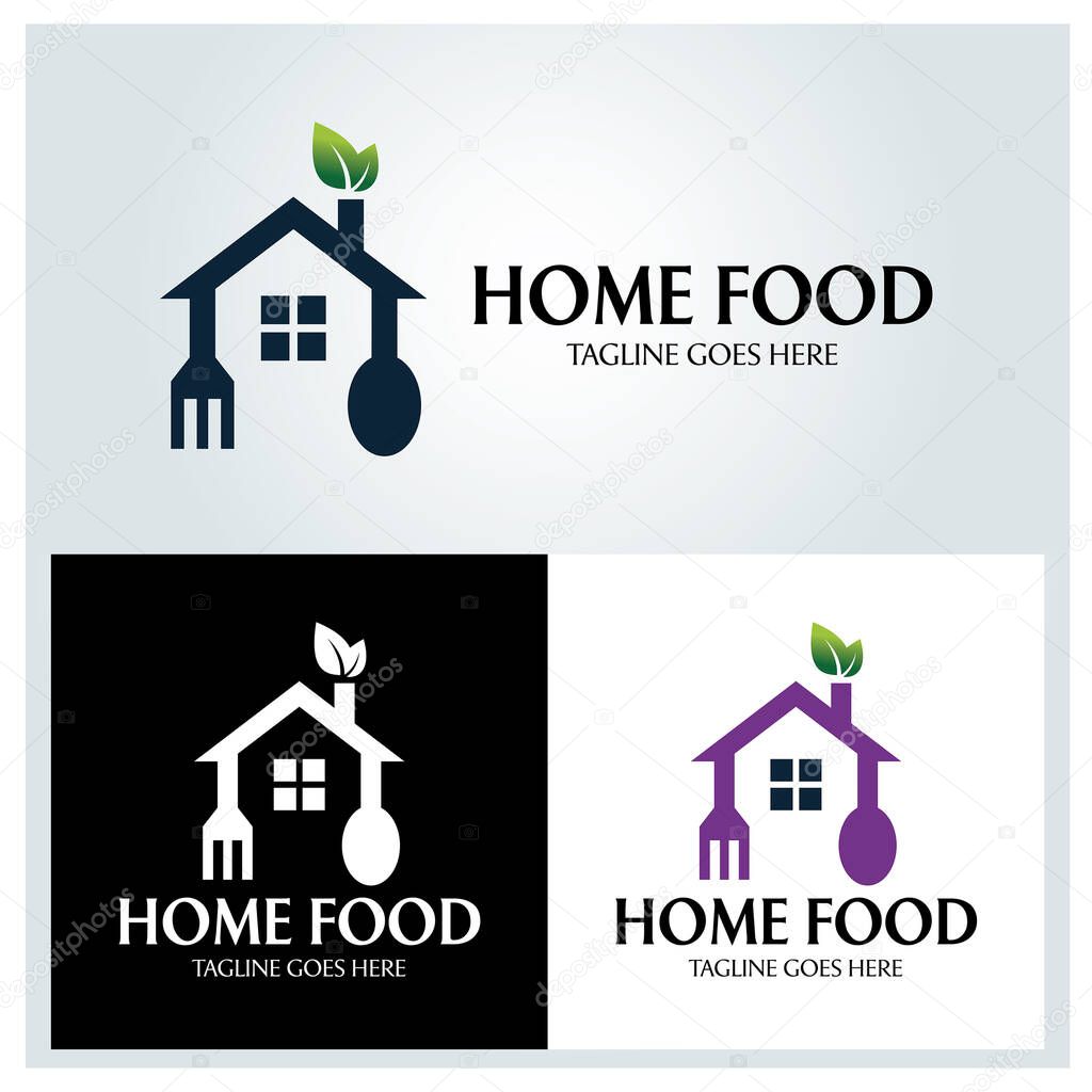 Home food logo design template. Vector illustration