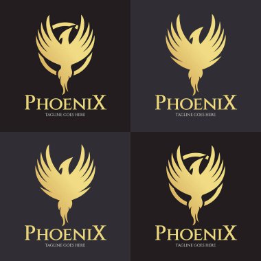 Phoenix logo tasarım şablonu. Vektör illüstrasyonu