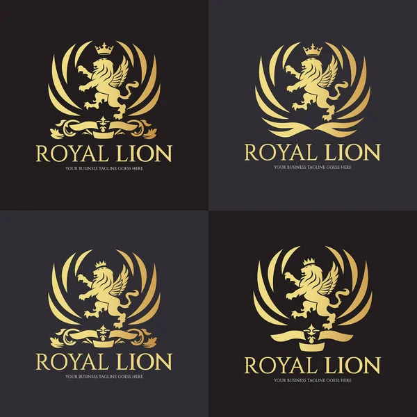 Royal Lion Logo Ontwerp Template Vectorillustratie — Stockvector