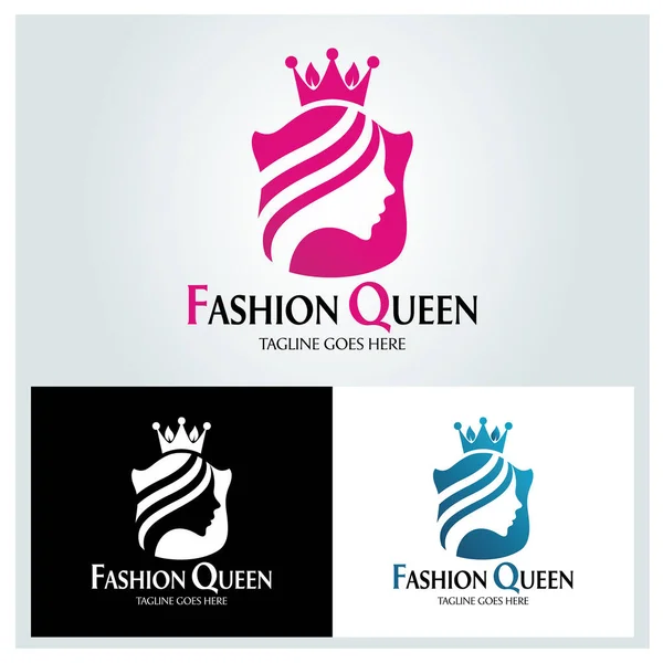 Fashion Queen Λογότυπο Πρότυπο Σχεδιασμού Εικονογράφηση Διανύσματος — Διανυσματικό Αρχείο