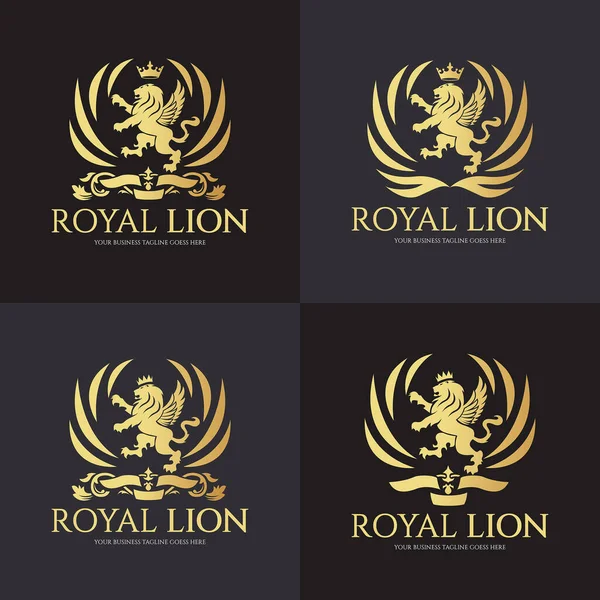 皇家狮子标志设计模板 矢量说明 免版税图库插图