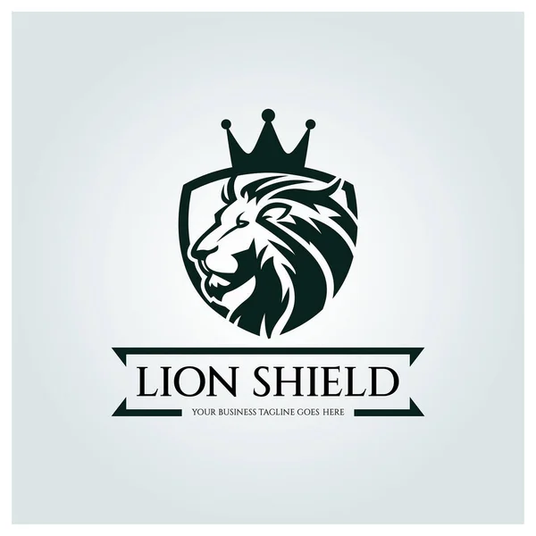 Lion Shield logo tasarım şablonu. Vektör illüstrasyonu