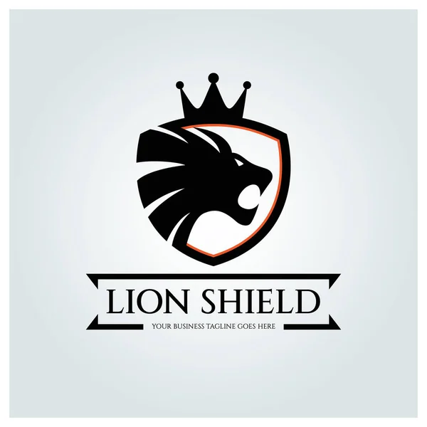 Leeuw Shield Logo Ontwerp Template Vectorillustratie — Stockvector