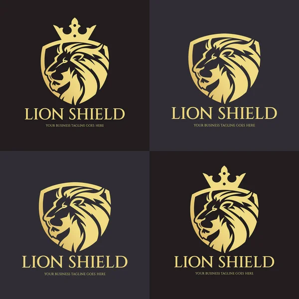 Leeuw Shield Logo Ontwerp Template Vectorillustratie — Stockvector